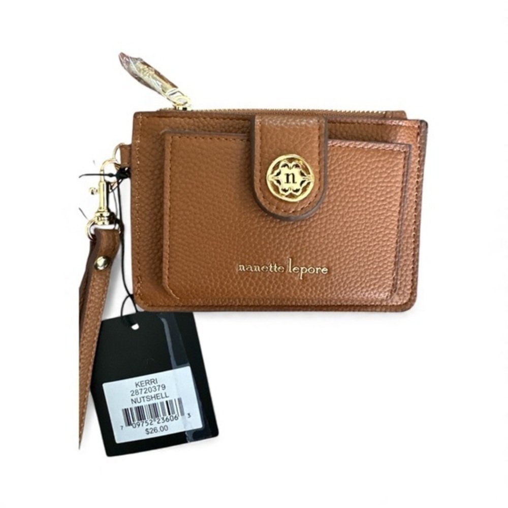 Nanette Lepore Leather Wristlet Wallet NWT Brown Card Holder Clutch